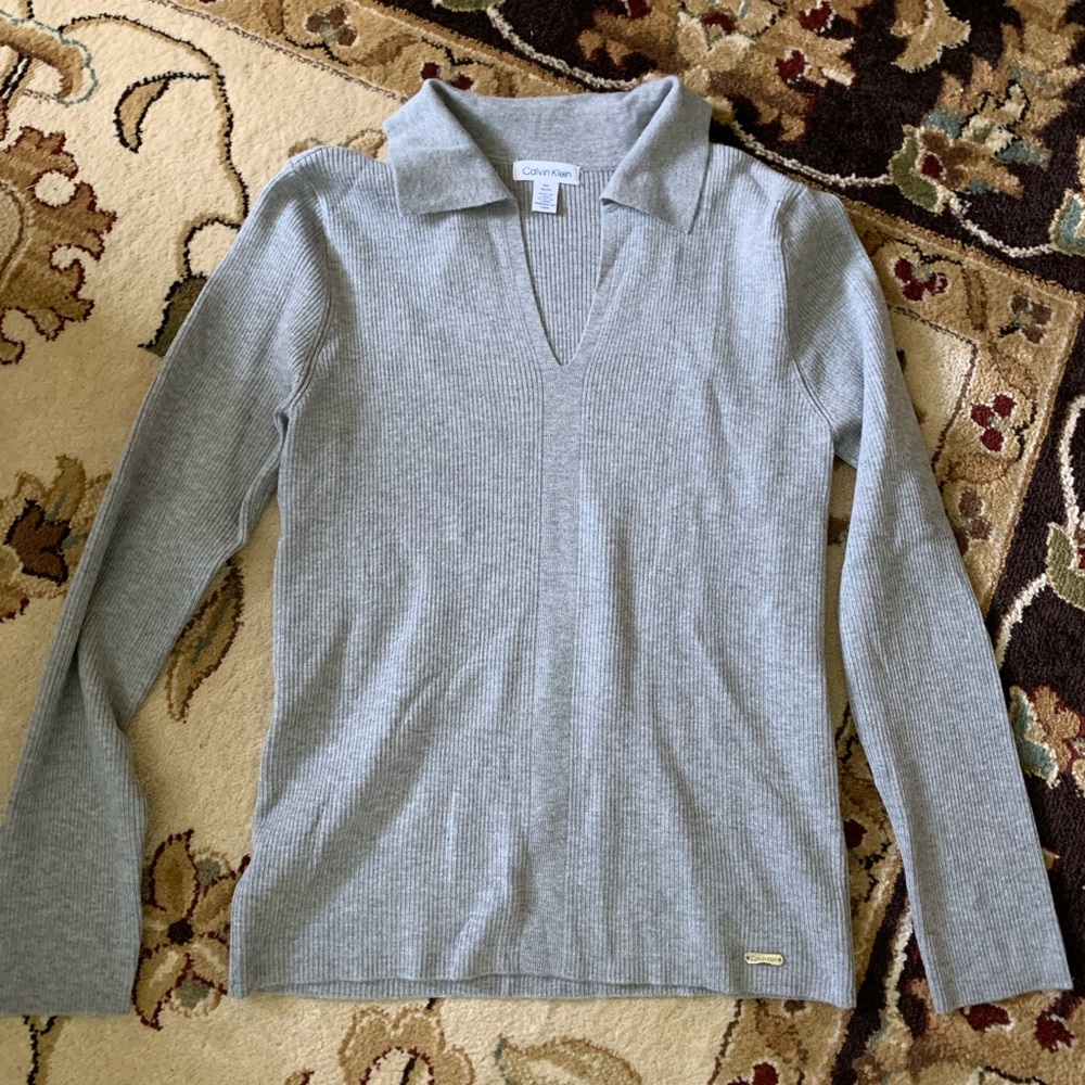 Calvin Klein Heather Gray Knit Top